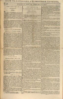 Gazette nationale, ou le moniteur universel (Le moniteur universel) Mittwoch 31. August 1791