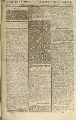 Gazette nationale, ou le moniteur universel (Le moniteur universel) Donnerstag 19. Januar 1792