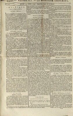 Gazette nationale, ou le moniteur universel (Le moniteur universel) Donnerstag 19. April 1792
