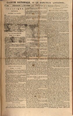 Gazette nationale, ou le moniteur universel (Le moniteur universel) Sonntag 14. Oktober 1792