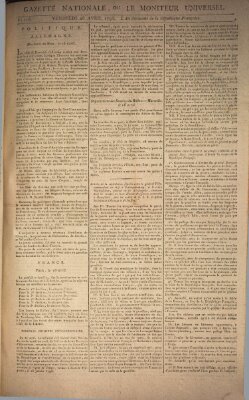 Gazette nationale, ou le moniteur universel (Le moniteur universel) Freitag 26. April 1793