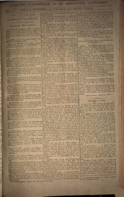 Gazette nationale, ou le moniteur universel (Le moniteur universel) Dienstag 24. September 1793