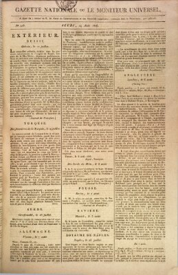 Gazette nationale, ou le moniteur universel (Le moniteur universel) Donnerstag 14. August 1806