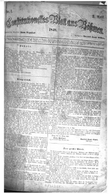 Constitutionelles Blatt aus Böhmen Sonntag 2. April 1848