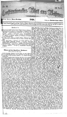 Constitutionelles Blatt aus Böhmen Mittwoch 19. April 1848