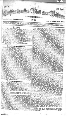 Constitutionelles Blatt aus Böhmen Samstag 22. April 1848