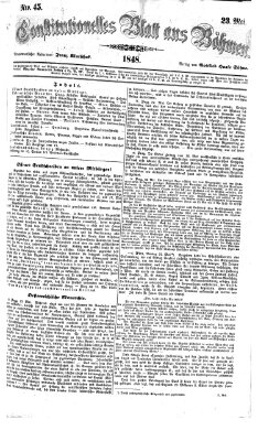 Constitutionelles Blatt aus Böhmen Dienstag 23. Mai 1848