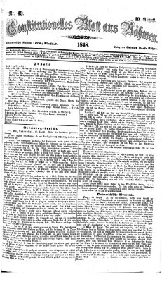 Constitutionelles Blatt aus Böhmen Samstag 19. August 1848