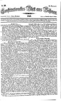 Constitutionelles Blatt aus Böhmen Sonntag 3. September 1848