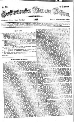 Constitutionelles Blatt aus Böhmen Mittwoch 6. September 1848
