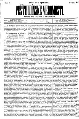 Pešťkbudínske vedomosti Freitag 5. April 1861
