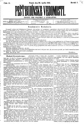 Pešťkbudínske vedomosti Freitag 26. April 1861