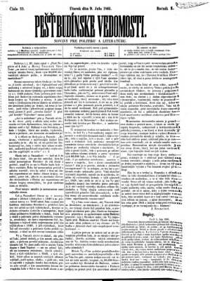 Pešťkbudínske vedomosti Dienstag 9. Juli 1861