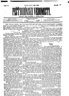 Pešťkbudínske vedomosti Freitag 12. Juli 1861