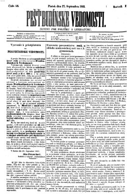 Pešťkbudínske vedomosti Freitag 27. September 1861