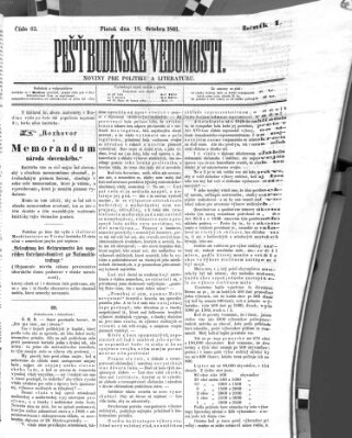 Pešťkbudínske vedomosti Freitag 18. Oktober 1861