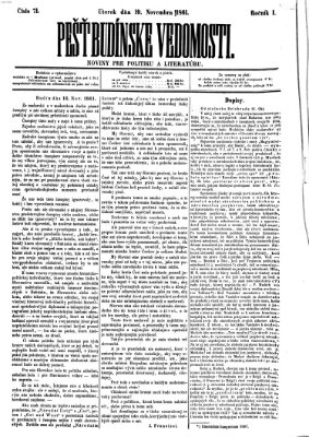 Pešťkbudínske vedomosti Dienstag 19. November 1861