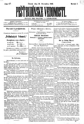 Pešťkbudínske vedomosti Dienstag 31. Dezember 1861