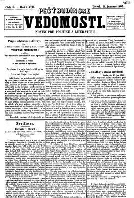 Pešťkbudínske vedomosti Dienstag 14. Januar 1862