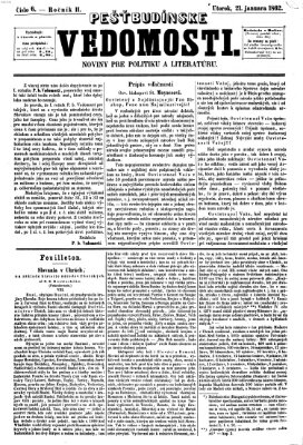 Pešťkbudínske vedomosti Dienstag 21. Januar 1862
