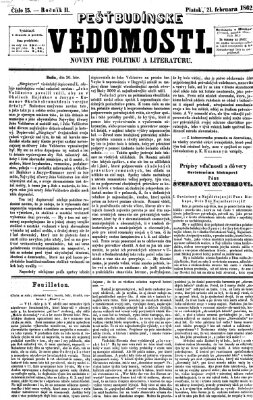 Pešťkbudínske vedomosti Freitag 21. Februar 1862