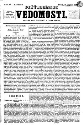 Pešťkbudínske vedomosti Dienstag 26. August 1862