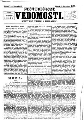 Pešťkbudínske vedomosti Dienstag 9. Dezember 1862