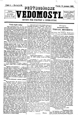 Pešťkbudínske vedomosti Dienstag 13. Januar 1863