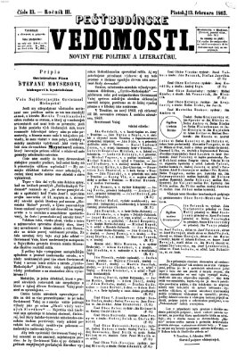 Pešťkbudínske vedomosti Freitag 13. Februar 1863