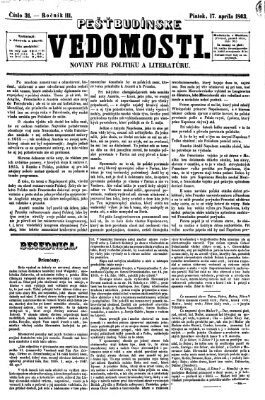 Pešťkbudínske vedomosti Freitag 17. April 1863