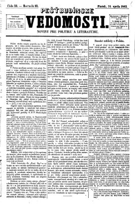 Pešťkbudínske vedomosti Freitag 24. April 1863
