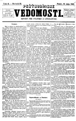 Pešťkbudínske vedomosti Freitag 22. Mai 1863