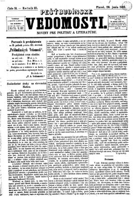 Pešťkbudínske vedomosti Freitag 26. Juni 1863