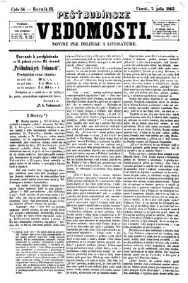 Pešťkbudínske vedomosti Dienstag 7. Juli 1863