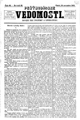 Pešťkbudínske vedomosti Freitag 20. November 1863