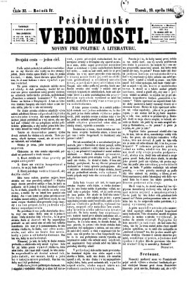 Pešťkbudínske vedomosti Dienstag 19. April 1864