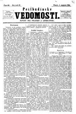 Pešťkbudínske vedomosti Freitag 5. August 1864