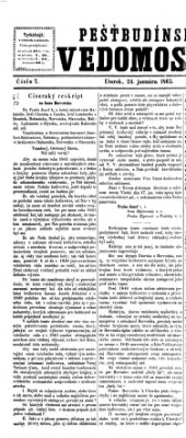 Pešťkbudínske vedomosti Dienstag 24. Januar 1865