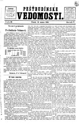 Pešťkbudínske vedomosti Freitag 10. März 1865