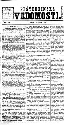 Pešťkbudínske vedomosti Freitag 7. April 1865