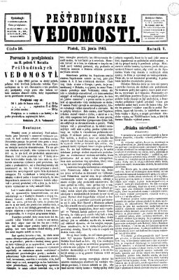 Pešťkbudínske vedomosti Freitag 23. Juni 1865