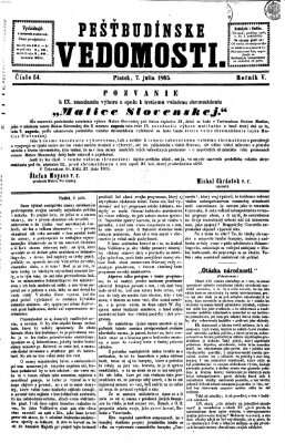 Pešťkbudínske vedomosti Freitag 7. Juli 1865