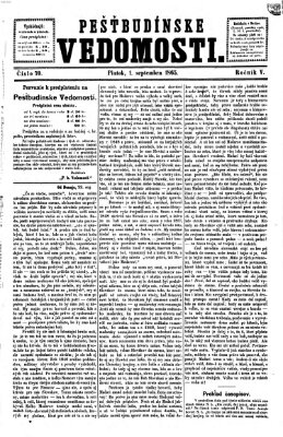 Pešťkbudínske vedomosti Freitag 1. September 1865