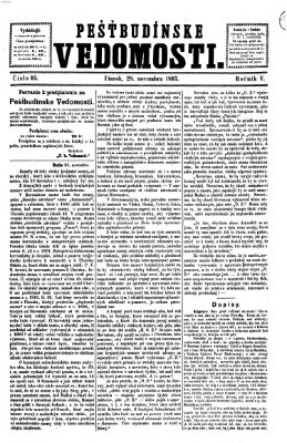 Pešťkbudínske vedomosti Dienstag 28. November 1865