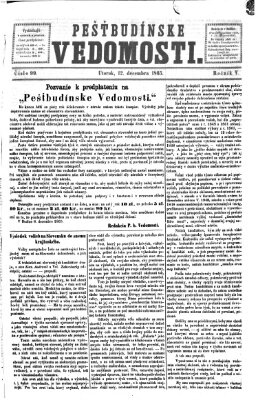 Pešťkbudínske vedomosti Dienstag 12. Dezember 1865