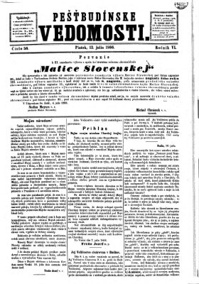 Pešťkbudínske vedomosti Freitag 13. Juli 1866