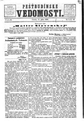 Pešťkbudínske vedomosti Dienstag 31. Juli 1866