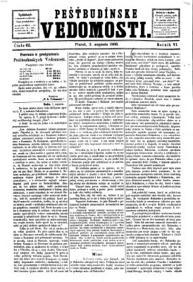 Pešťkbudínske vedomosti Freitag 3. August 1866