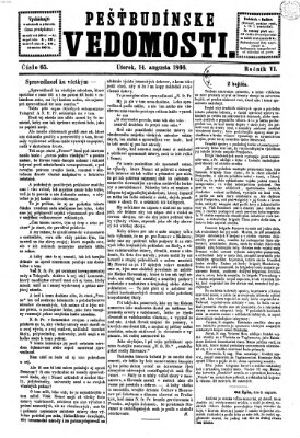 Pešťkbudínske vedomosti Dienstag 14. August 1866