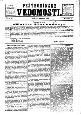 Pešťkbudínske vedomosti Freitag 24. August 1866